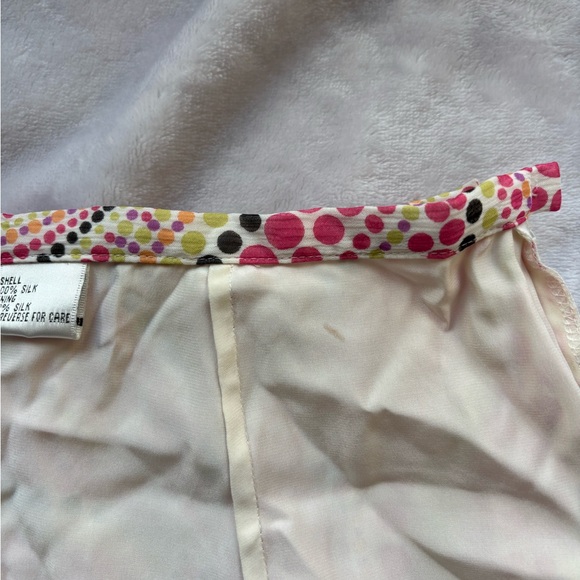 vintage talbots silk orange & pink polka dot midi skirt - Picture 7 of 9